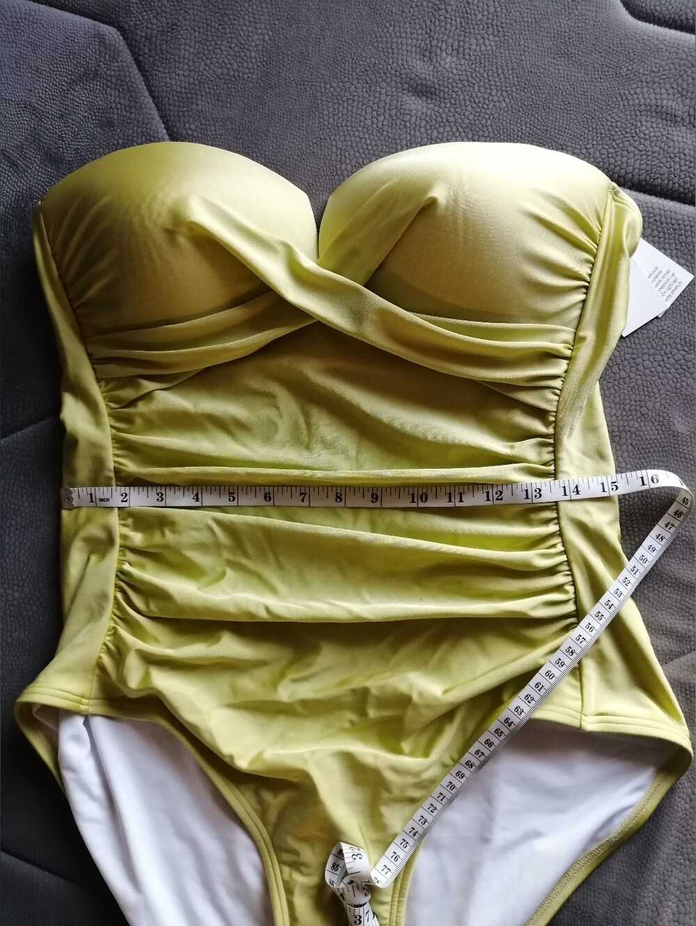Calvin Klein Ruched One-Piece Swimsuit Plus Suze 18 Chartreuse Lime Green Colour - Picture 7 of 13